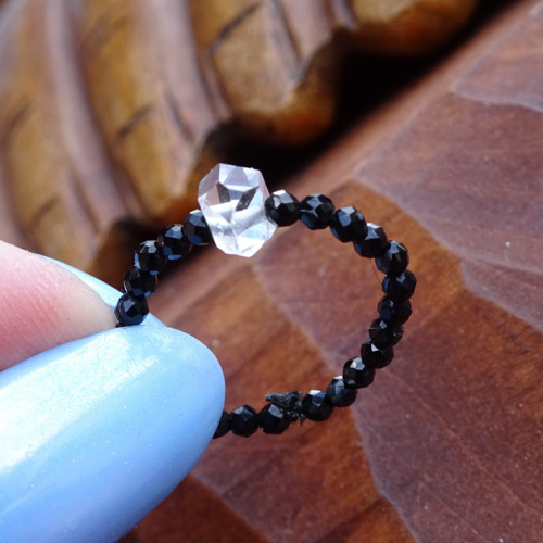 Prsten Nej * jemnější Spinel s diamantem Herkimer — foto 3