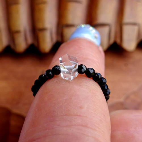 Prsten Nej * jemnější Spinel s diamantem Herkimer — foto 2