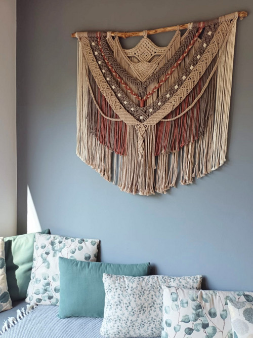 Velké macramé na zeď - 100x80cm — foto 3