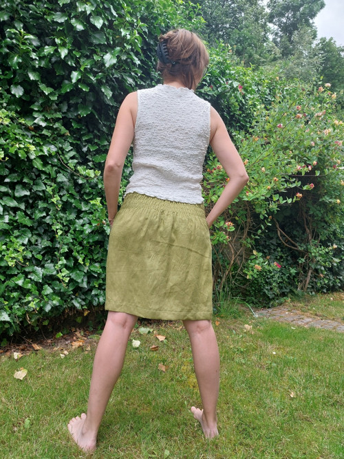 Lněná sukně Olivová — foto 4