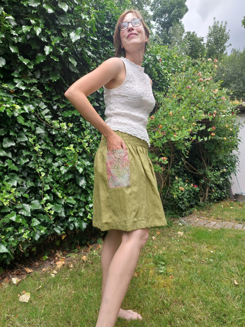 Lněná sukně Olivová — foto 6