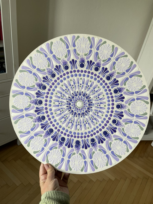Mandala Levandule - ručně malovaná, 40 cm — foto 2