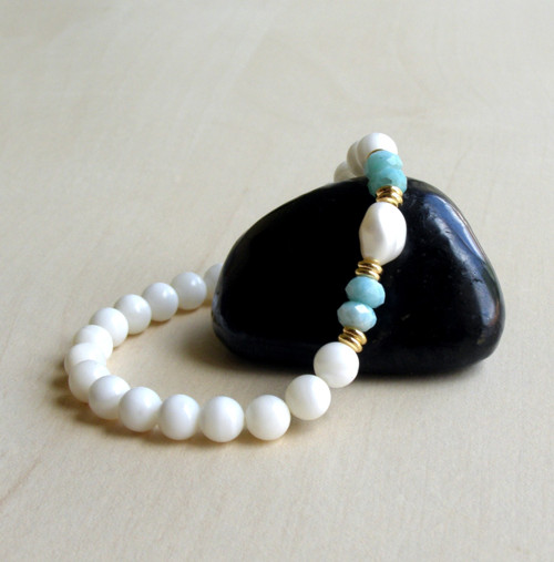 Zéva*Larimar*Keshi PERLA*náramek — foto 4