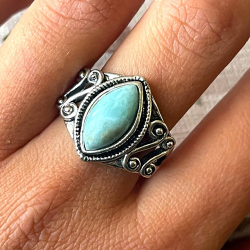 Elegantní prsten s larimarem E016 — foto 6