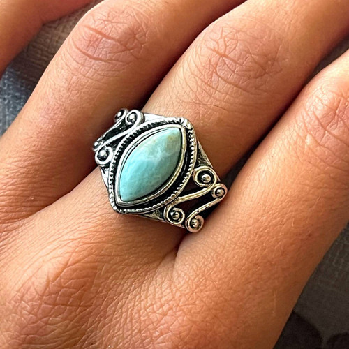 Elegantní prsten s larimarem E016 — foto 4