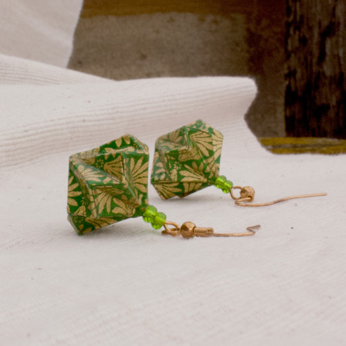 Origami náušnice "Zelené korunky" — foto 4
