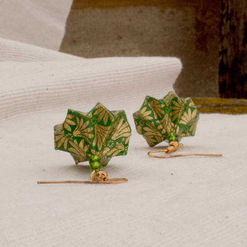 Origami náušnice "Zelené korunky" — foto 5