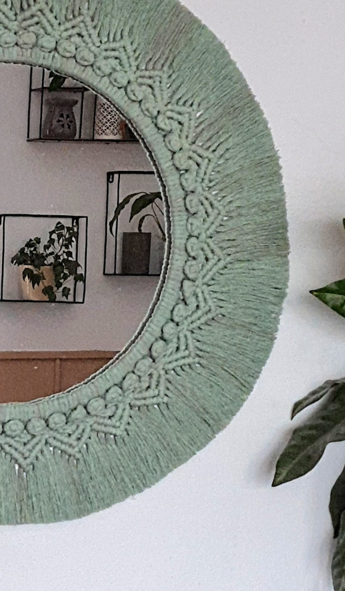 Kulaté macramé zrcadlo 47cm — foto 4