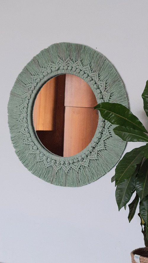 Kulaté macramé zrcadlo 47cm — foto 2