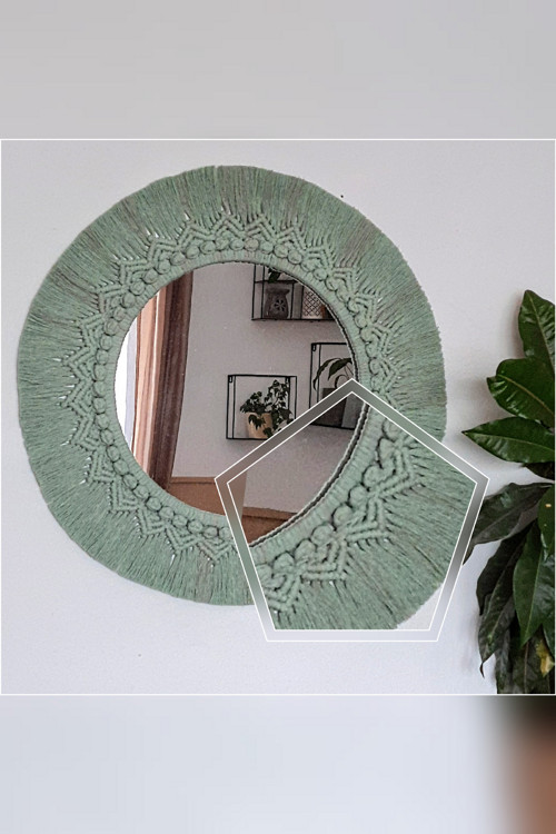 Kulaté macramé zrcadlo 47cm — foto 5