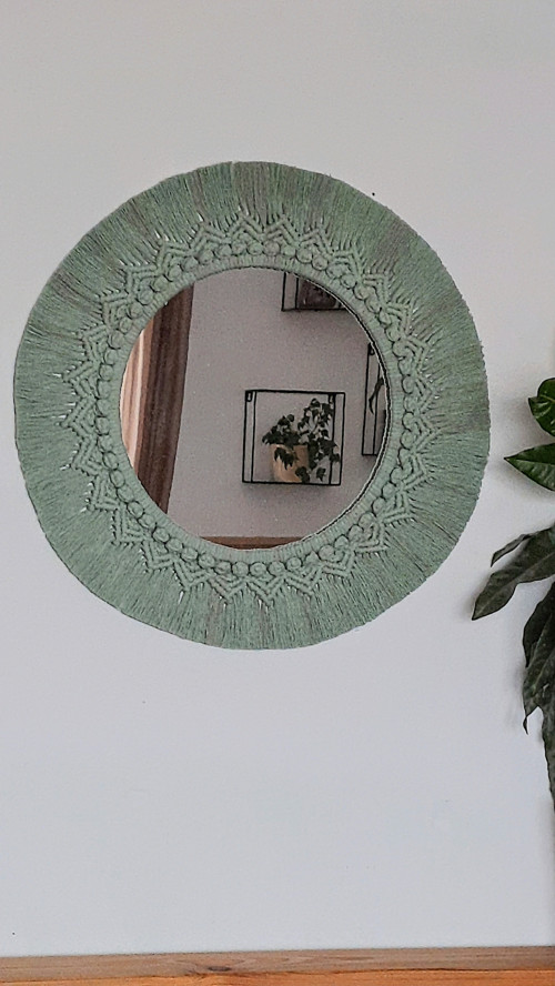 Kulaté macramé zrcadlo 47cm — foto 3