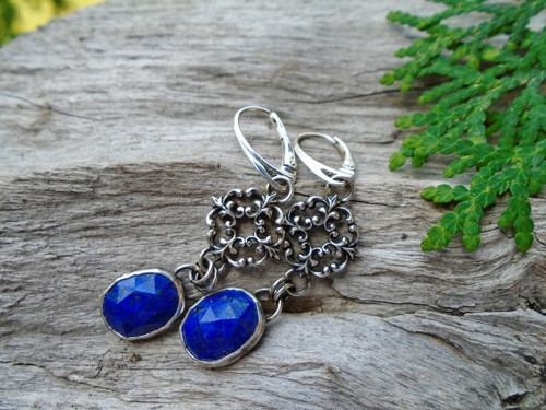 Strieborné náušnice Ag925 Lapis Lazuli — foto 3