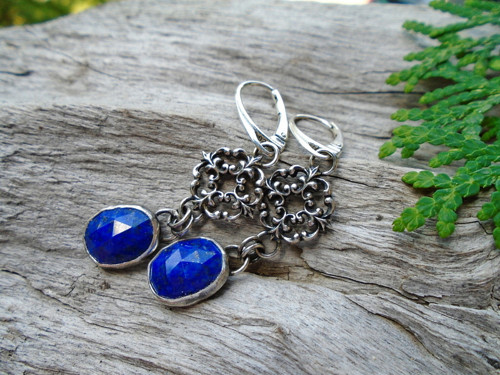 Strieborné náušnice Ag925 Lapis Lazuli — foto 4