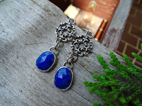 Strieborné náušnice Ag925 Lapis Lazuli — foto 2