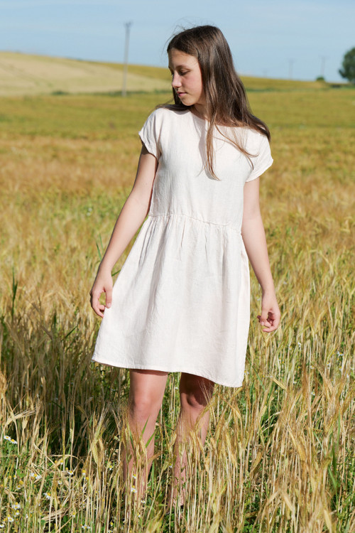 Lněné šaty - pudrové — foto 2