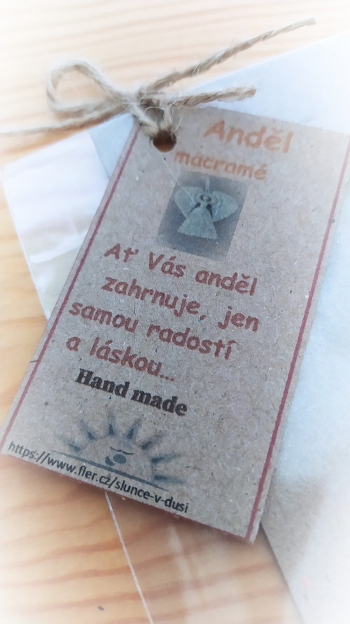 Větší macramé anděl v přírodním tónu.. :) — foto 3
