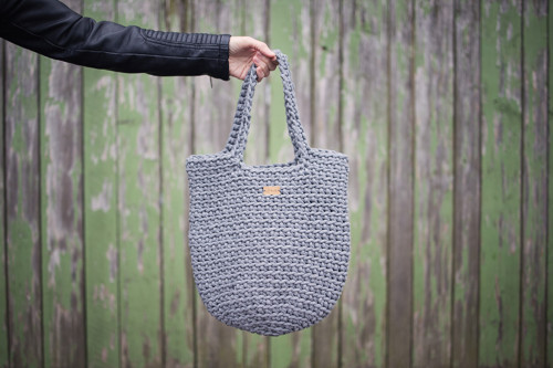 Taška TOTE BAG háčkovaná- šedá — foto 4