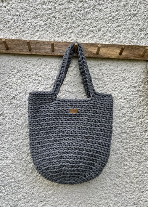 Taška TOTE BAG háčkovaná- šedá — foto 5