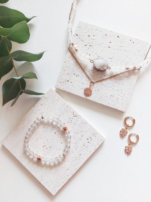 Boho náhrdelník • drúza & křišťál, perla — foto 3