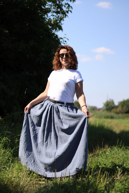 Lněná sukně krepovaná — foto 3