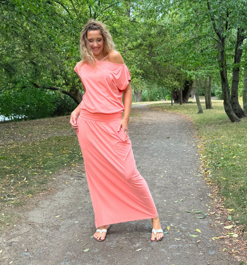 Dlouhé šaty lososové — foto 5