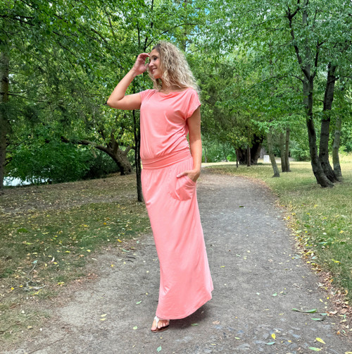 Dlouhé šaty lososové — foto 3