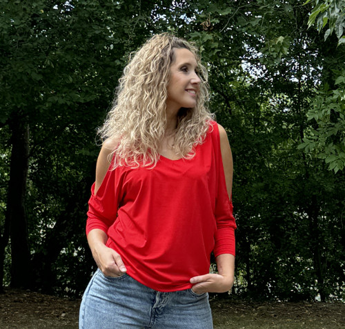 Červená tunika volná ramena — foto 2