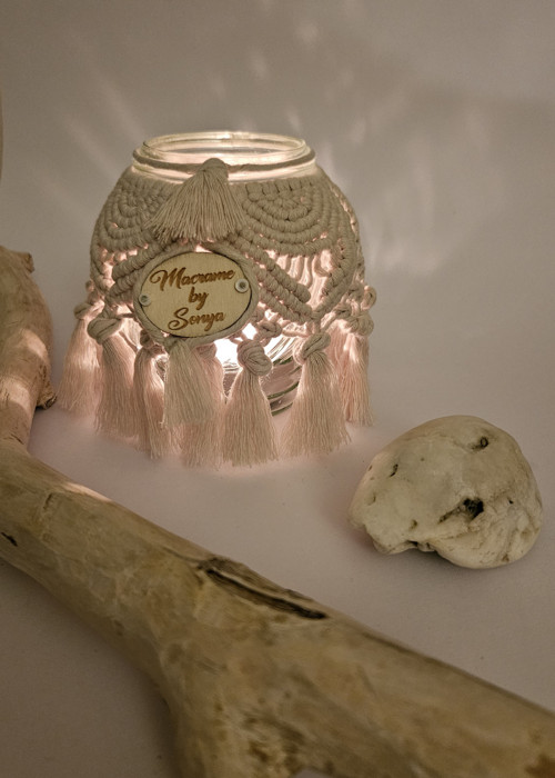 BOHO MACRAME SVÍCEN- LUCERNIČKA na postavení — foto 3