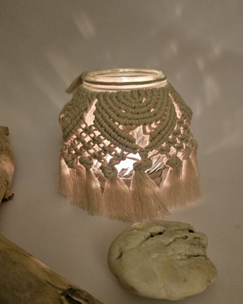 BOHO MACRAME SVÍCEN- LUCERNIČKA na postavení — foto 4