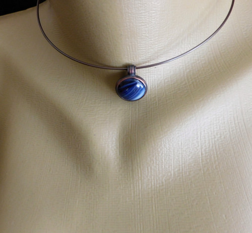Přívěšek - měď - modrý achát — foto 4