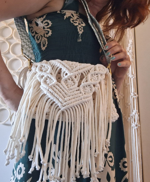 Boho kabelka LuLu / krémová — foto 3