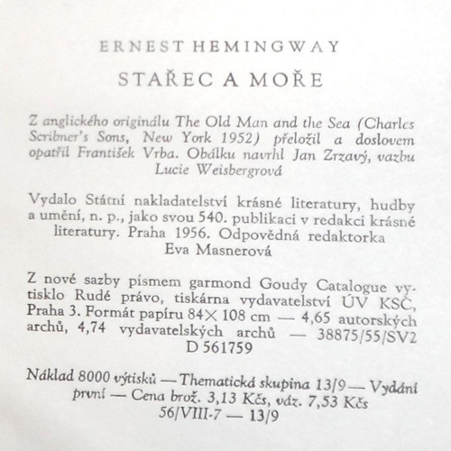 Ernest HEMINGWAY: Stařec a moře, 1956 — foto 5