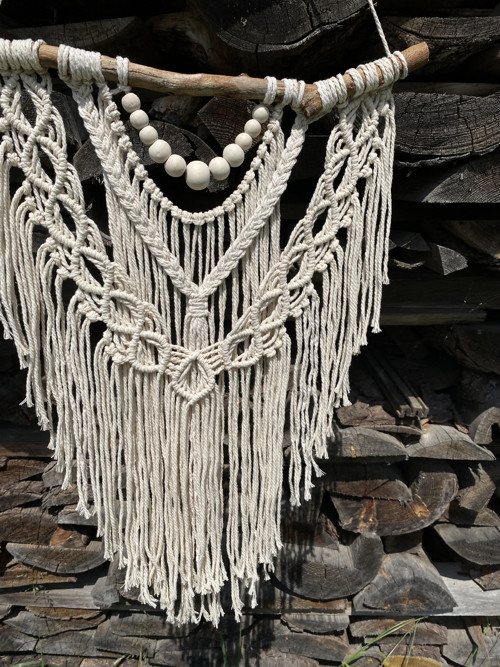 Macramé závěsná dekorace - béžová — foto 6