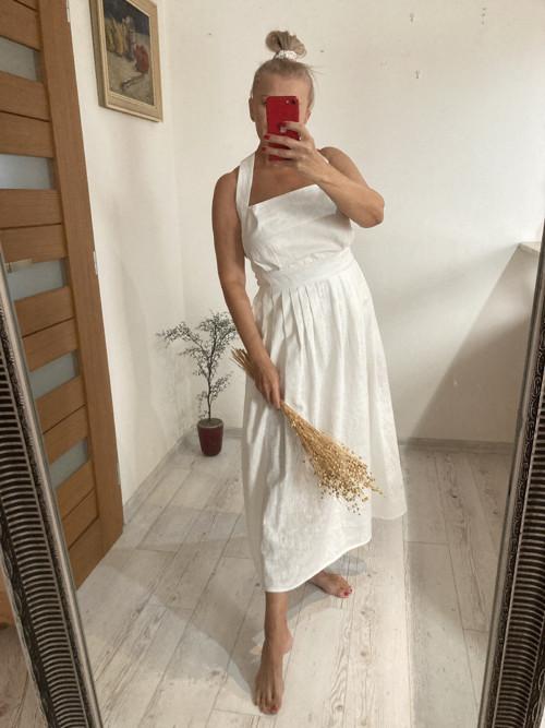 Nežné BIELE Ľanové šaty ,, Marilyn,, — foto 3