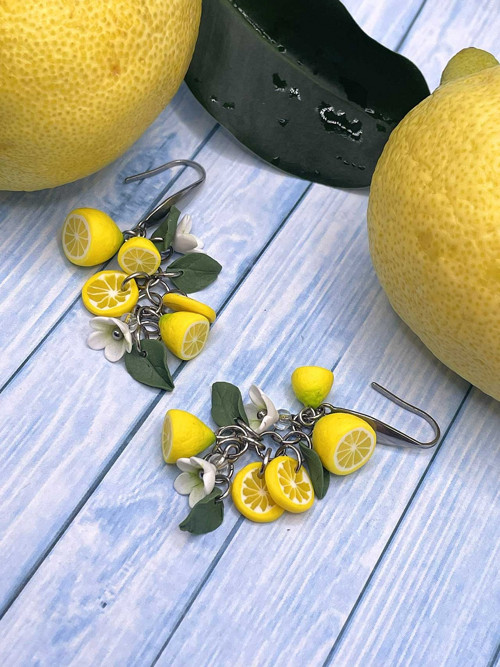 Náušnice citrony s květy — foto 4