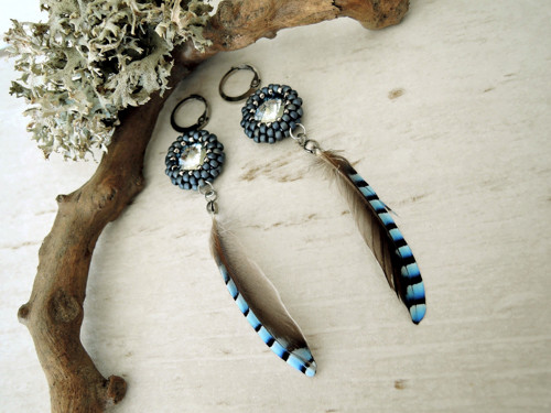Náušnice "Jay" Swarovski Sojčí peří — foto 3