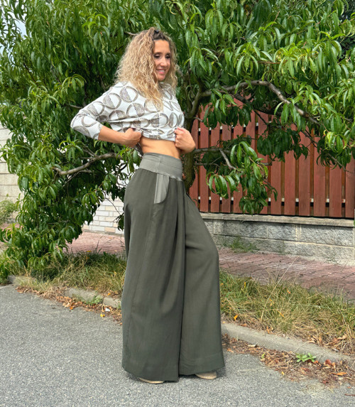 Kalhotová sukně khaki — foto 4