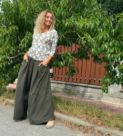 Kalhotová sukně khaki — foto 5