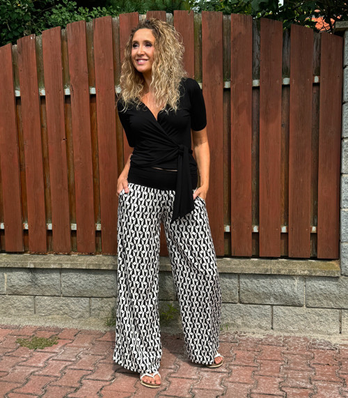 Volné kalhoty - bílo černé — foto 4
