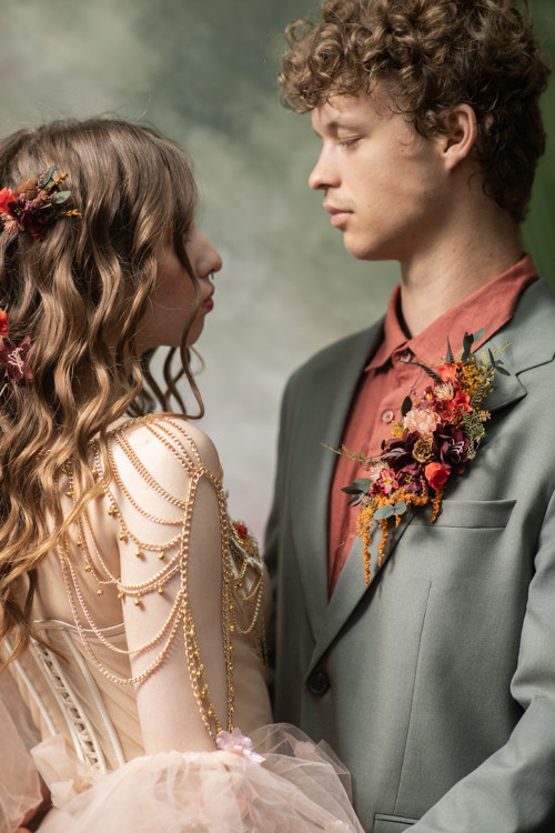 Boho pírko pro ženicha "závan podzimu" — foto 3