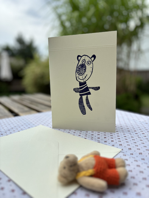 Medvídek 2 - linoryt podle dětské kresby — foto 2