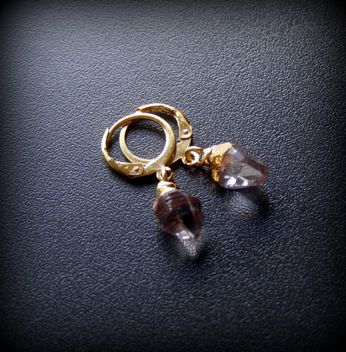 DIAMANT HERKIMER*ocelové náušnice zlaté — foto 2