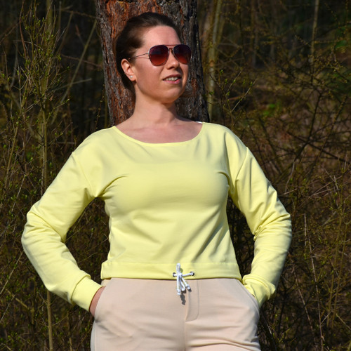 Crop mikina - vanilková (S, M, L) — foto 3