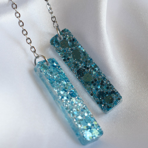 Náušnice - modré glitry — foto 3