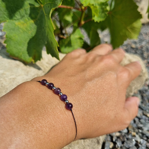Náramek AMETYST šňůrkový 4mm — foto 3