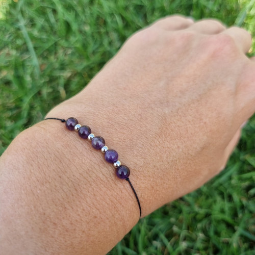 Náramek AMETYST šňůrkový 4mm — foto 2