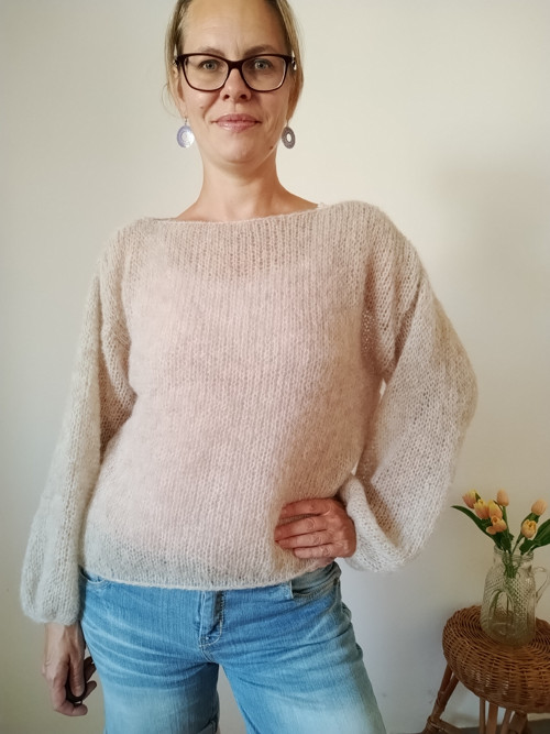 Světle béžový svetr alpaka/hedvábí — foto 4