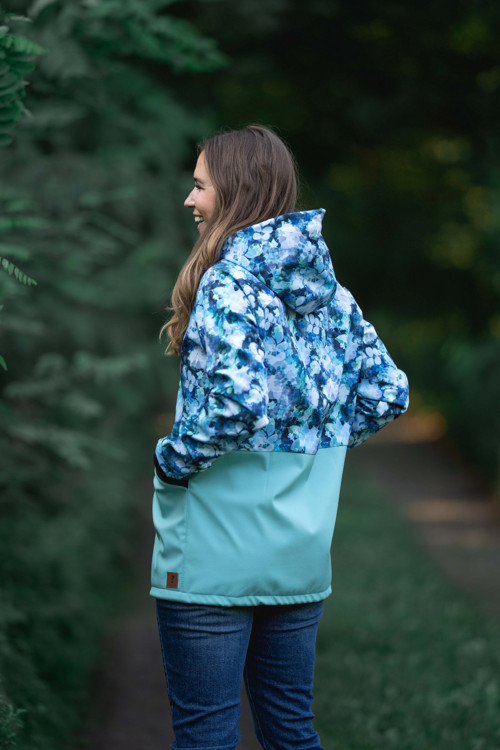 Softshellová bunda Lili kombi modré listí + mint — foto 4