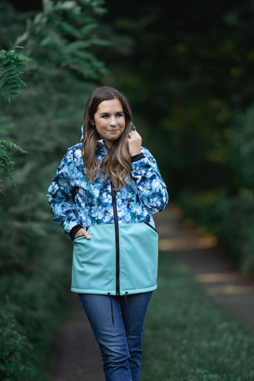 Softshellová bunda Lili kombi modré listí + mint — foto 5