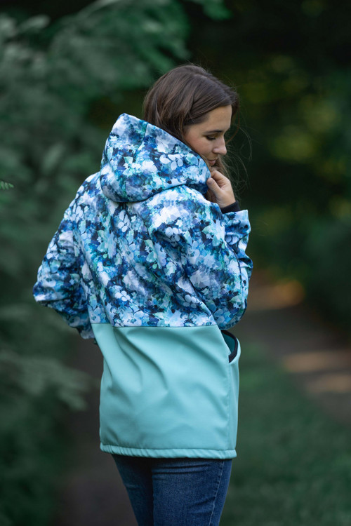 Softshellová bunda Lili kombi modré listí + mint — foto 6